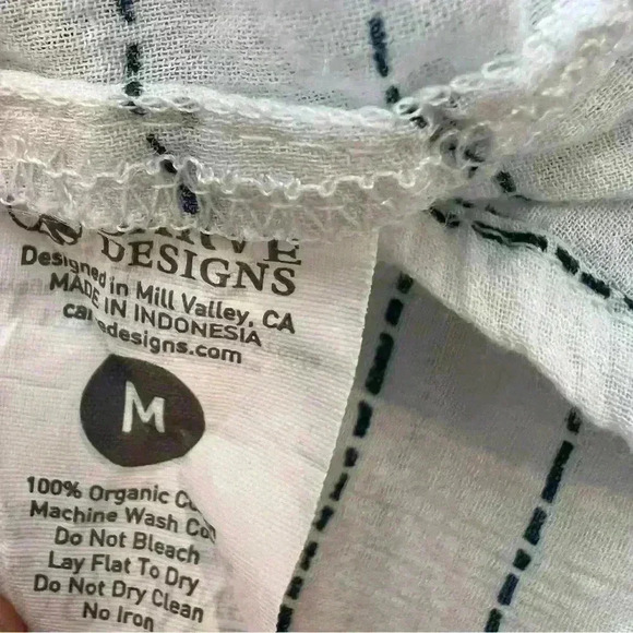 CARVE Design Organic cotton long sleeved Medium White & Gray Striped Tunic - Picture 6 of 6